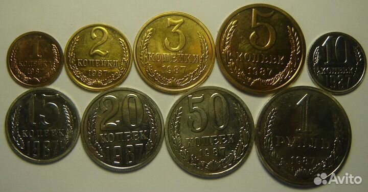 3 годовых набора монет СССР 1987, 1988 и 1989 г