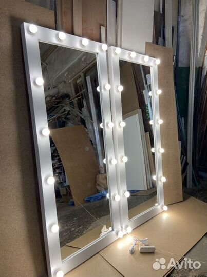 Зеркало в пол с лампами, зеркало с подсветкой