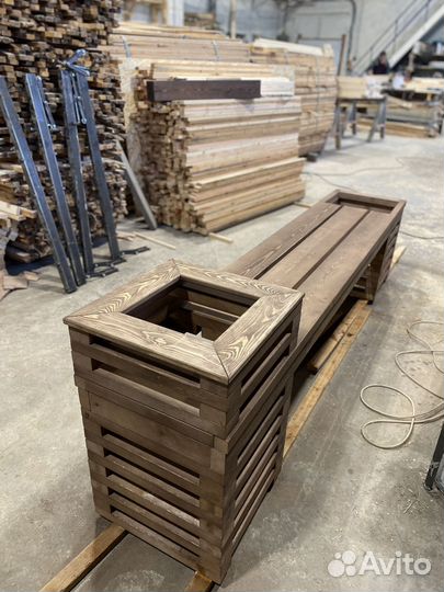 Скамейка садовая с кашпо, ёмкостью для цветов