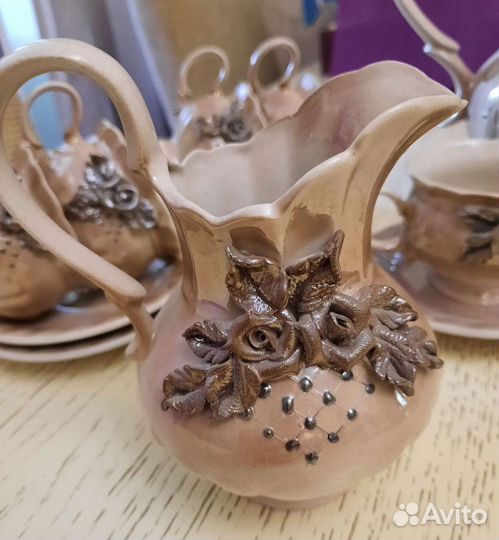 Кофейный сервиз 14 предметов, ручная работа