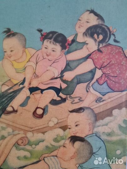 Лаковое панно.Картина. Китай 50е годы. Пионеры