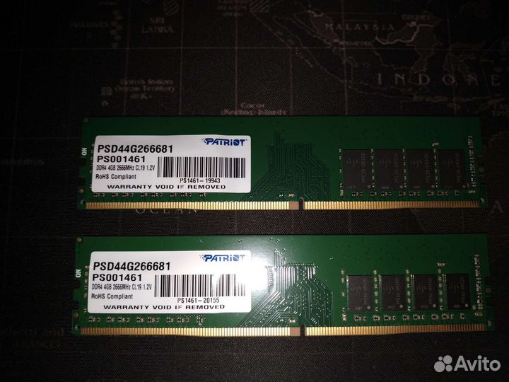 Озу 2 плашки по 4 Гб. DDR4 2666 MHz