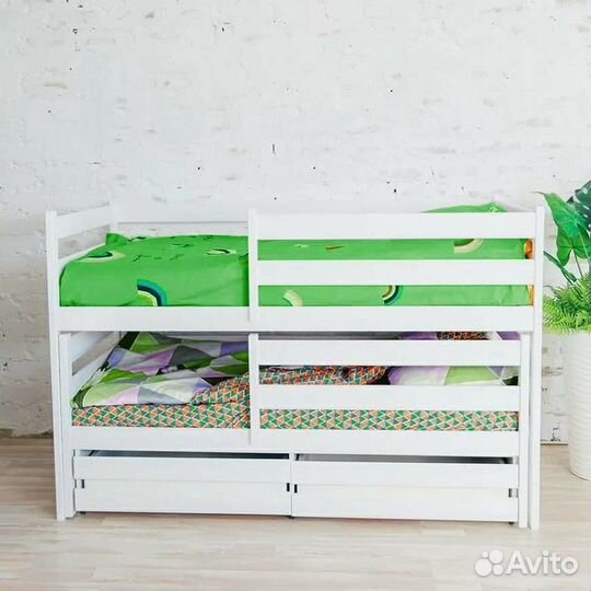 Кроватка выдвижная матрешка эко от 2х лет из натур