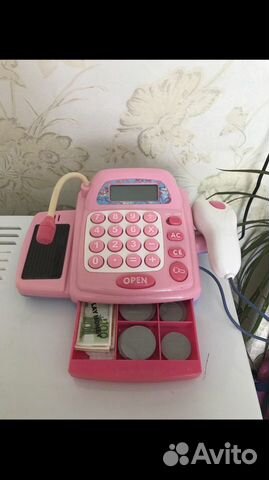 Касса детская на батарейках с деньгами
