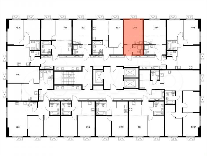 Квартира-студия, 20,1 м², 18/24 эт.