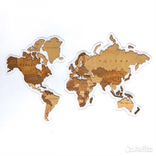 Карта мира из дерева на стену