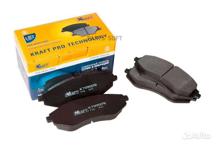 Колодки дисковые передние Chevrolet Aveo/ Daewoo Kalos (02) Kraft / KT091376