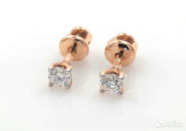Золотые серьги-пусеты с бриллиантами