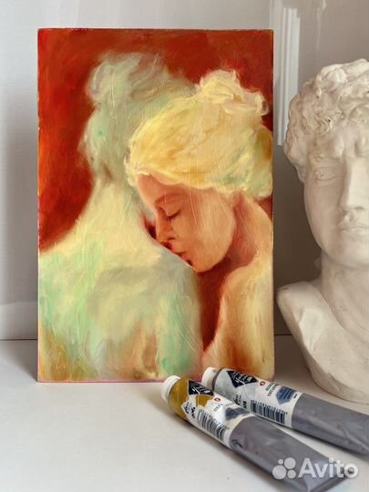 Картина маслом, Ангел -хранитель, 20/30 см