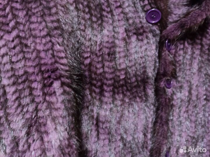 Палантин из вязаной норки цвет фиолетовый