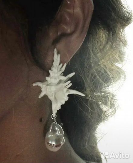 Серьги y2k с жемчугом и ракушкой