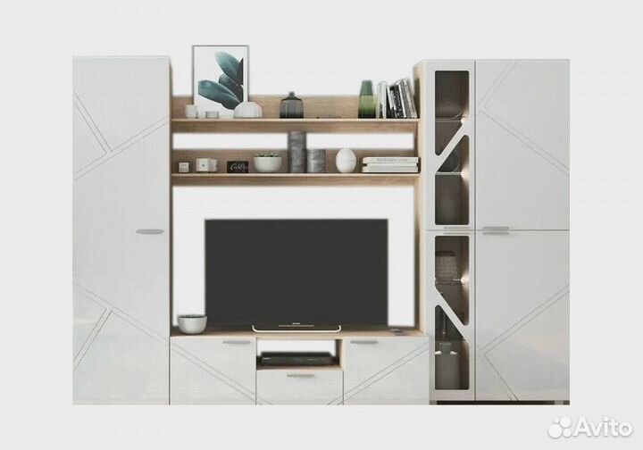 Стенка Манхетен дуб сонома светлый / белый глянец