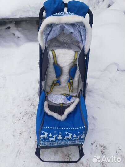 Детские санки коляска с колесами