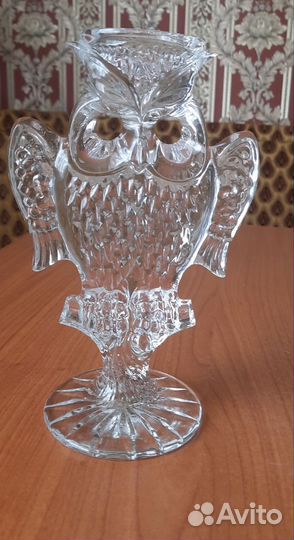 Подсвечник хрустальный сова СССР