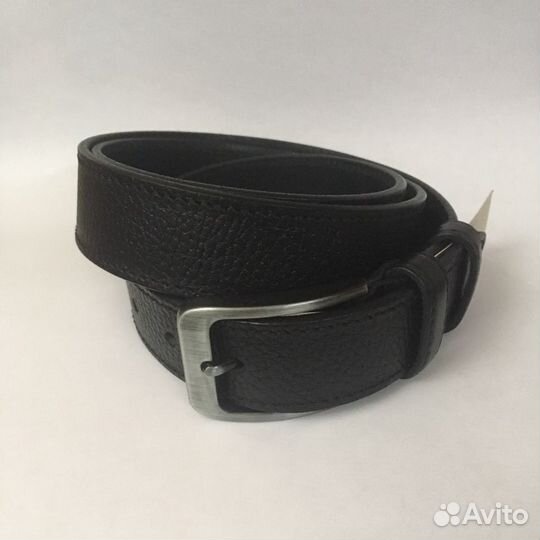 Ремень мужской кожаный черный