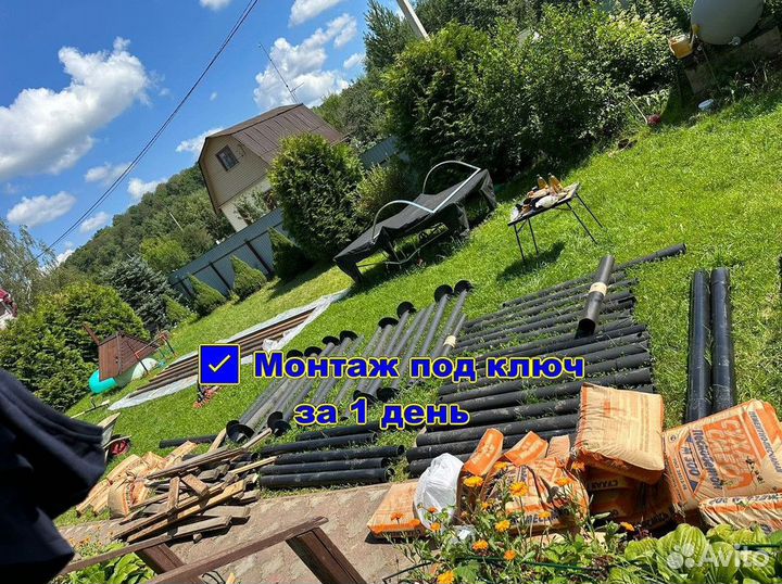 Винтовые сваи с монтажом