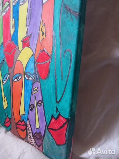 Картина интерьерная лица акрил на холсте 41х27