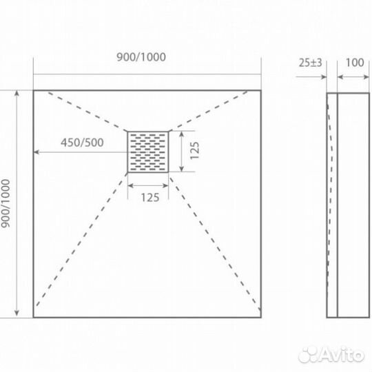 Поддон из литьевого мрамора Good Door Essentia 90x90 см черный