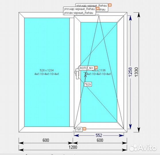 Пластиковое окно Rehau 1200 х1330