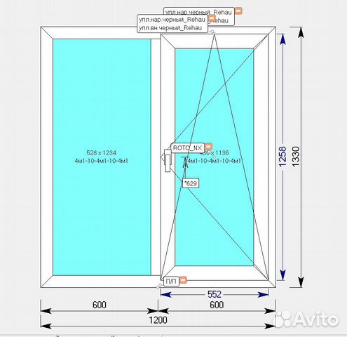 Пластиковое окно Rehau 1200 х1330