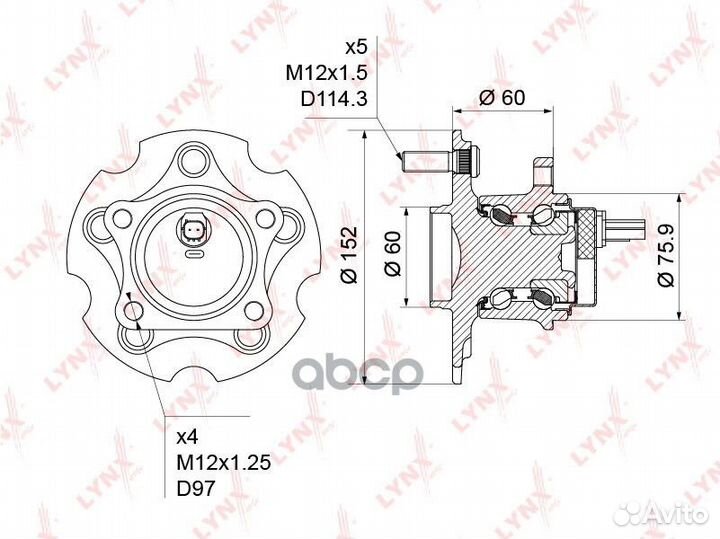 Ступица колеса зад прав/лев WH1232 lynxauto