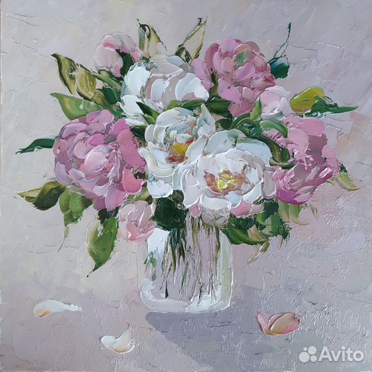 Картина маслом Пионы