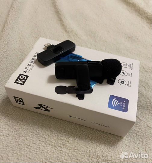 Микрофон беспроводной петличный для телефона новый