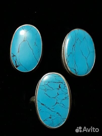 Бирюза Серьги,Кольца Браслет