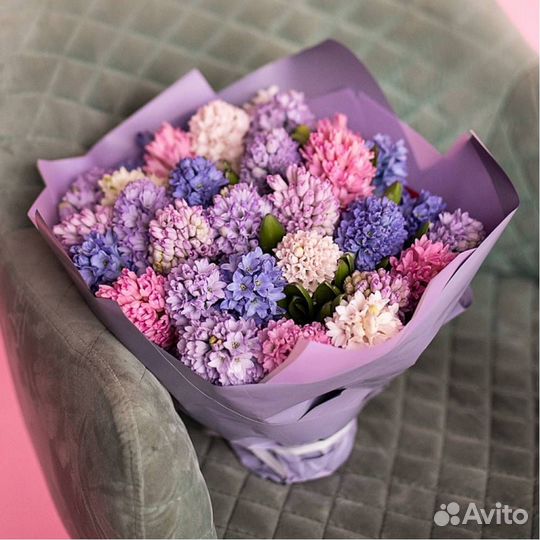 Букет из разноцветных гиацинтов 9 шт