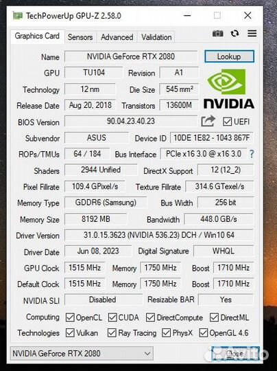 Видеокарта rtx 2080 asus rog strix