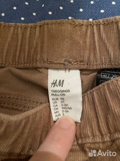 Брюки для девочки вельветовые H&M р-р 98