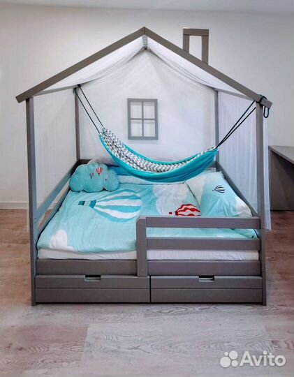 Кроватка MY place берёзаТеремок от 2х лет высокий