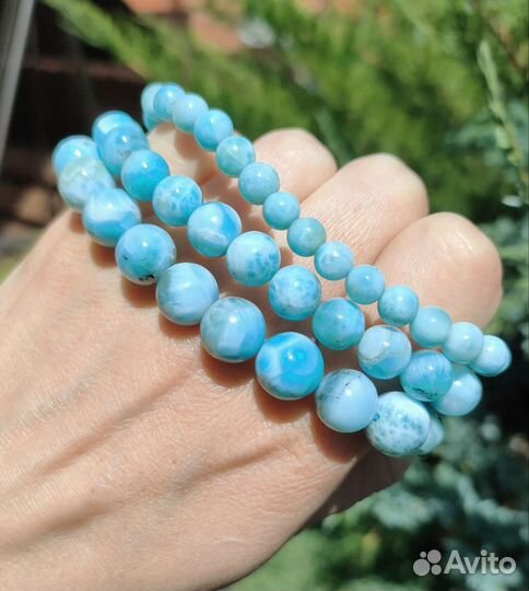 Ларимар натуральный 6 мм, 8 мм, 10 мм