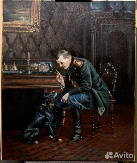 Копия картины Офицер с собакой -Бунин 1886