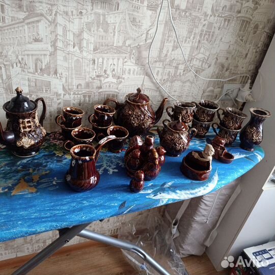 Сервиз глиняный чайно-кофейный