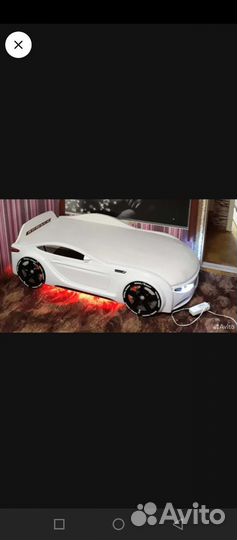 Детская кровать машина бу с матрасом и подсветкой