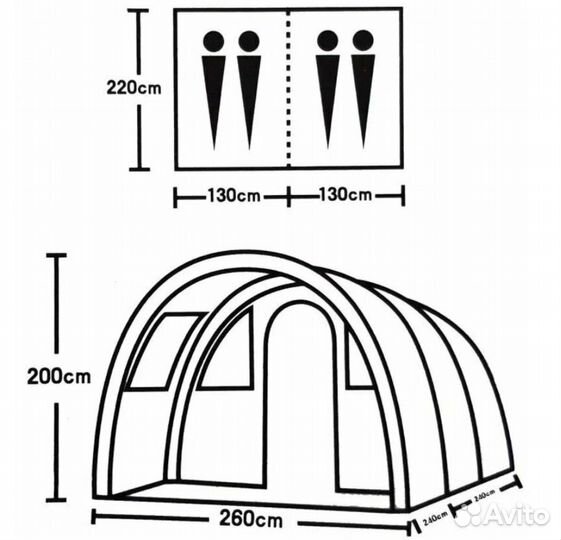 Палатка 4-местная, ангар, кухня, шатер для похода