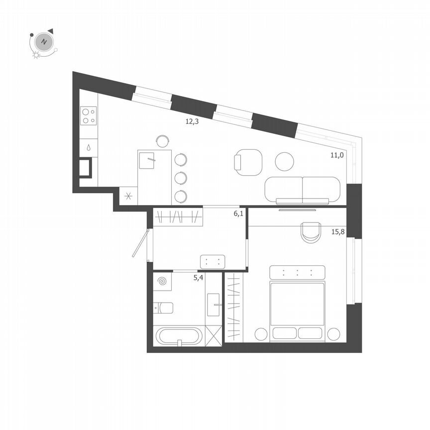 2-к. квартира, 50,6 м², 2/9 эт.