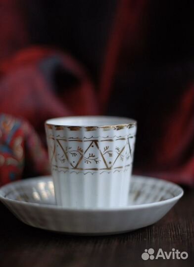 Кофейная пара антикварная Кузнецов фарфор