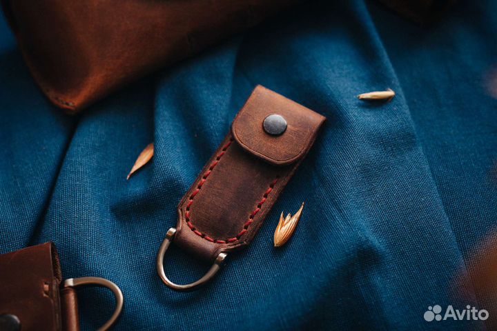 Брелок для ключей, натуральная кожа