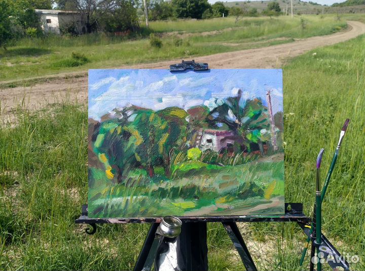 Работа маслом на грунтованном мдф 30х40