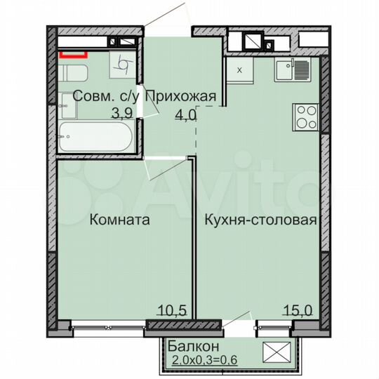 1-к. квартира, 33,4 м², 13/18 эт.