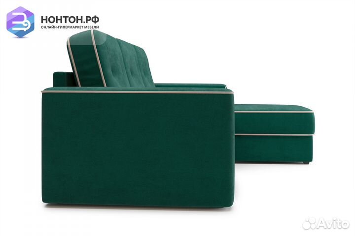 Диван угловой дельфин Берген изумрудный