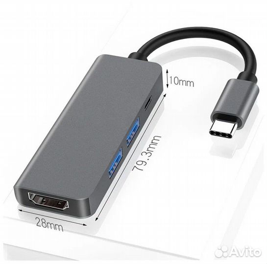 Адаптер Хаб Type-C hdmi 4 в 1