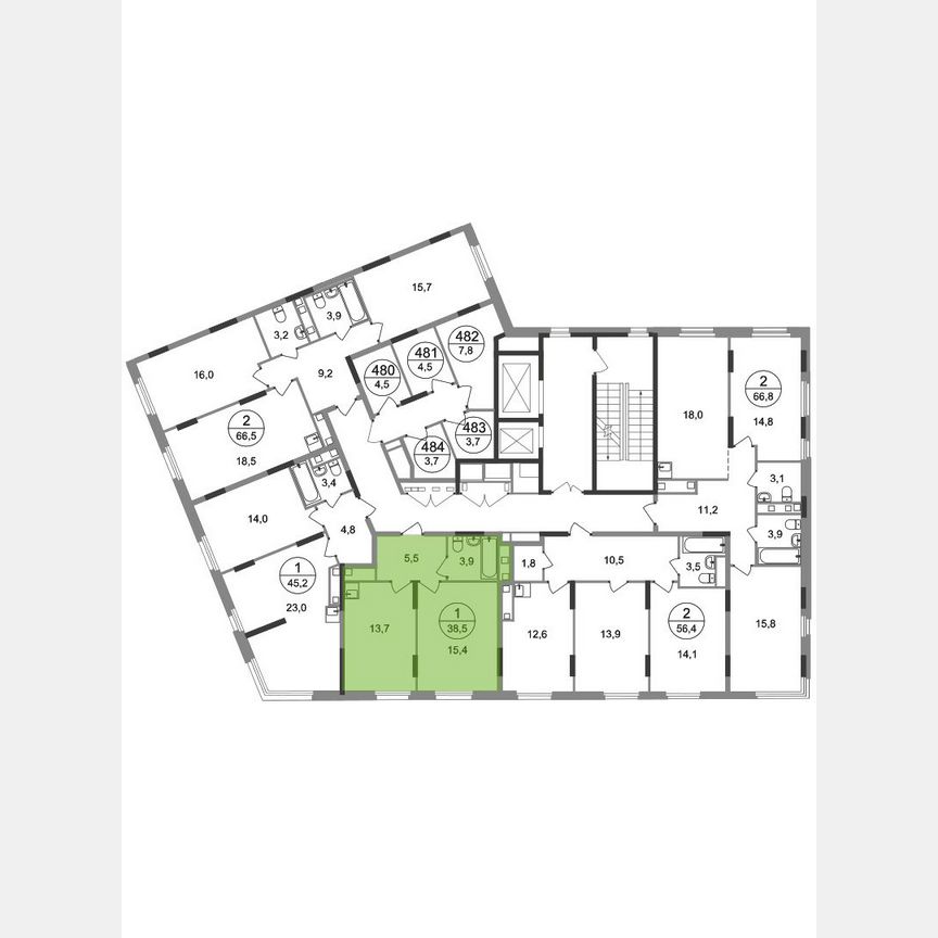 1-к. квартира, 38,5 м², 15/17 эт.