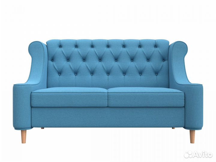 Диван кухонный прямой Бронкс, рогожка, амур голубой