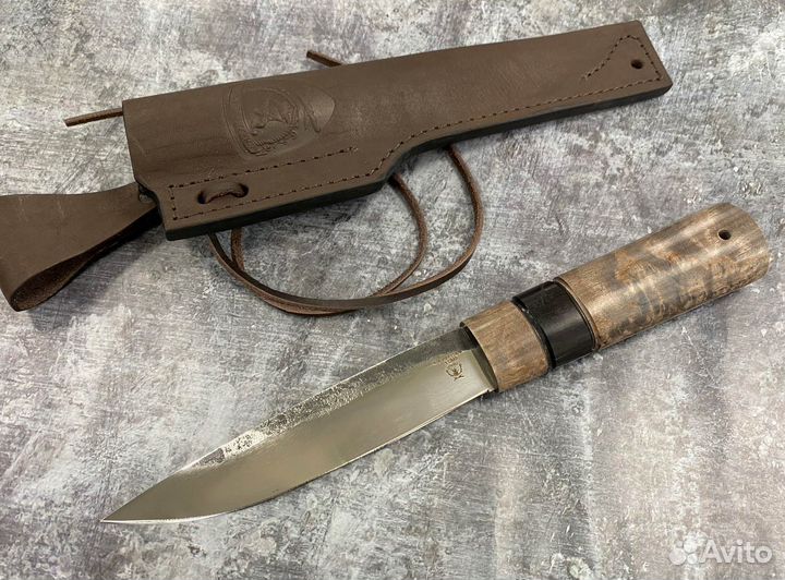 Якутский нож, сталь Х12мф, кап клена (коричневый)