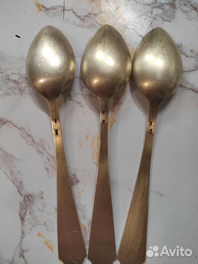 Антиквариат Серебр. ложки 875пр.ссср с позолотой