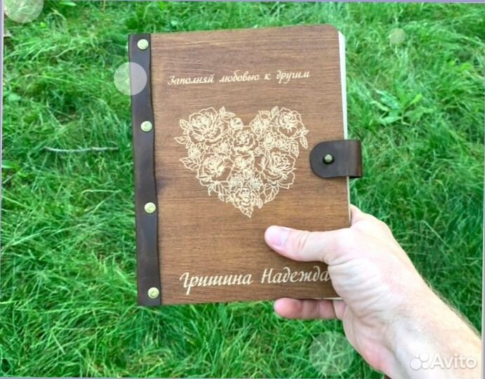 Ежедневник, блокнот (100% дерево и кожа)
