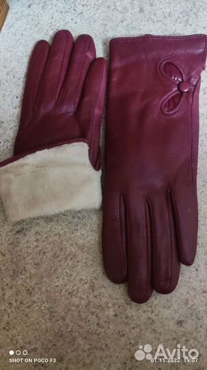 Перчатки женские кожаные новые